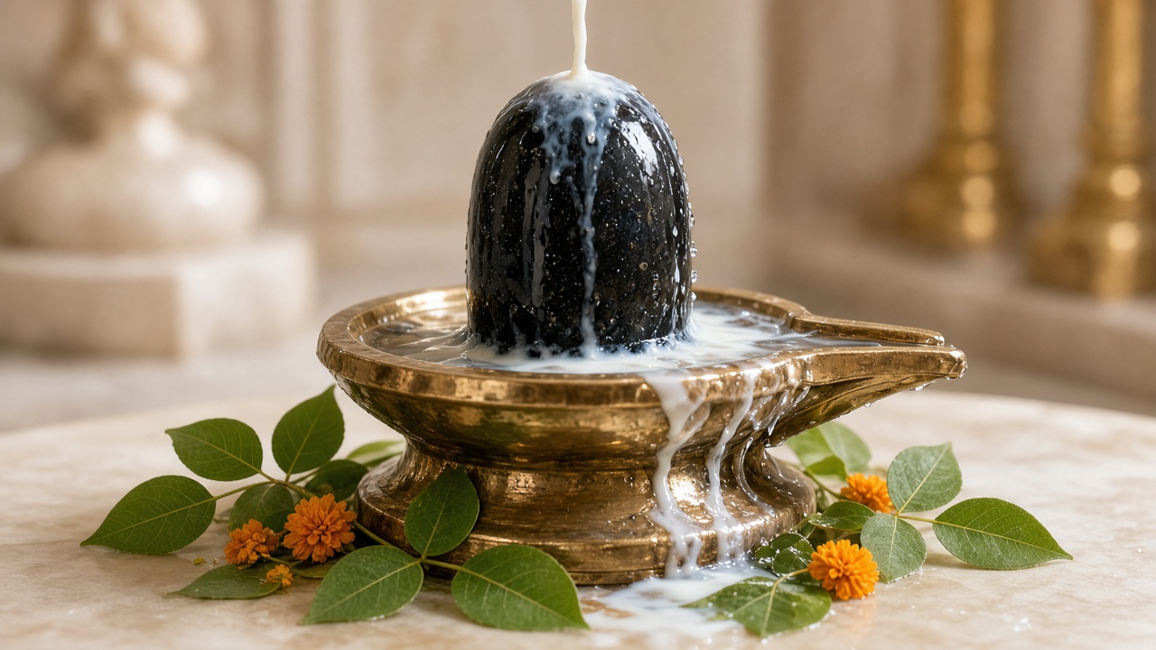 Abhishek offerings poured on a Shiv ling