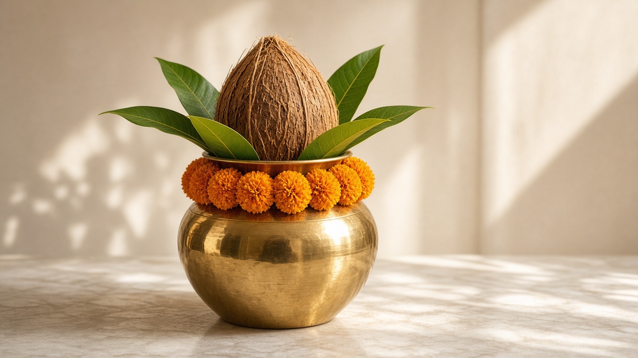Kalash and coconut set for griha pravesh